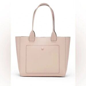 Banana Republic Leather Large East-West Tote Taupe With Lime Interior L/N